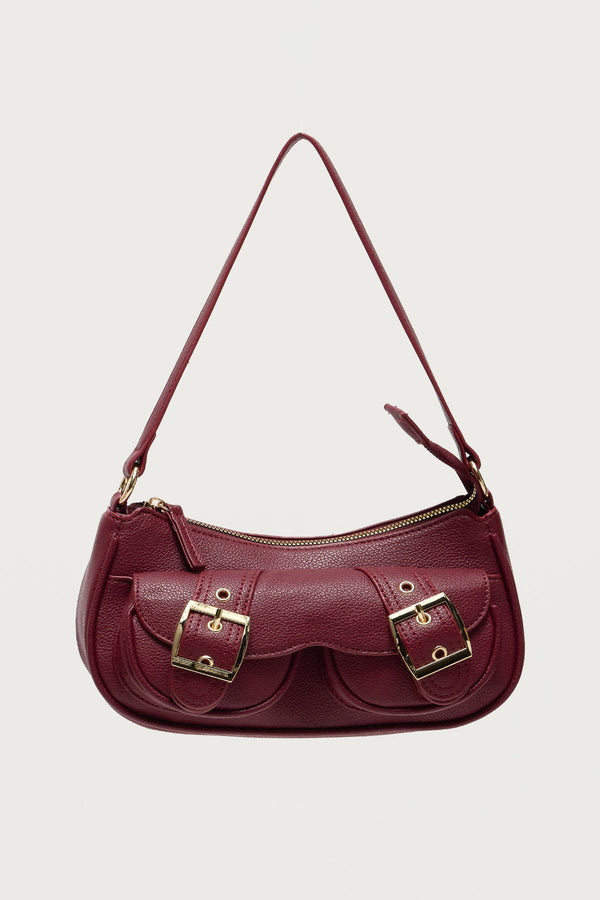 Zinnia Faux Leather Buckle Bag