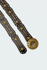 Scalloped Circle Faux Leather Belt