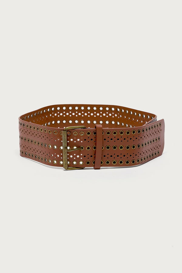 Western Grommet Faux Leather Belt