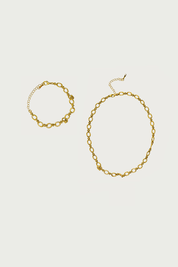 Oval Chain Necklace & Bracelet Set