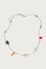 Stone & Pearl Charm Necklace