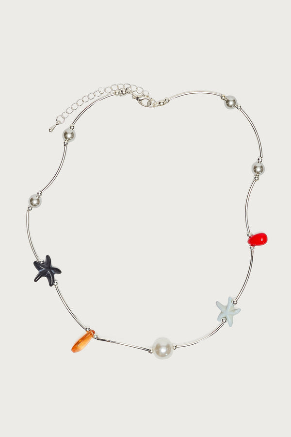 Stone & Pearl Charm Necklace