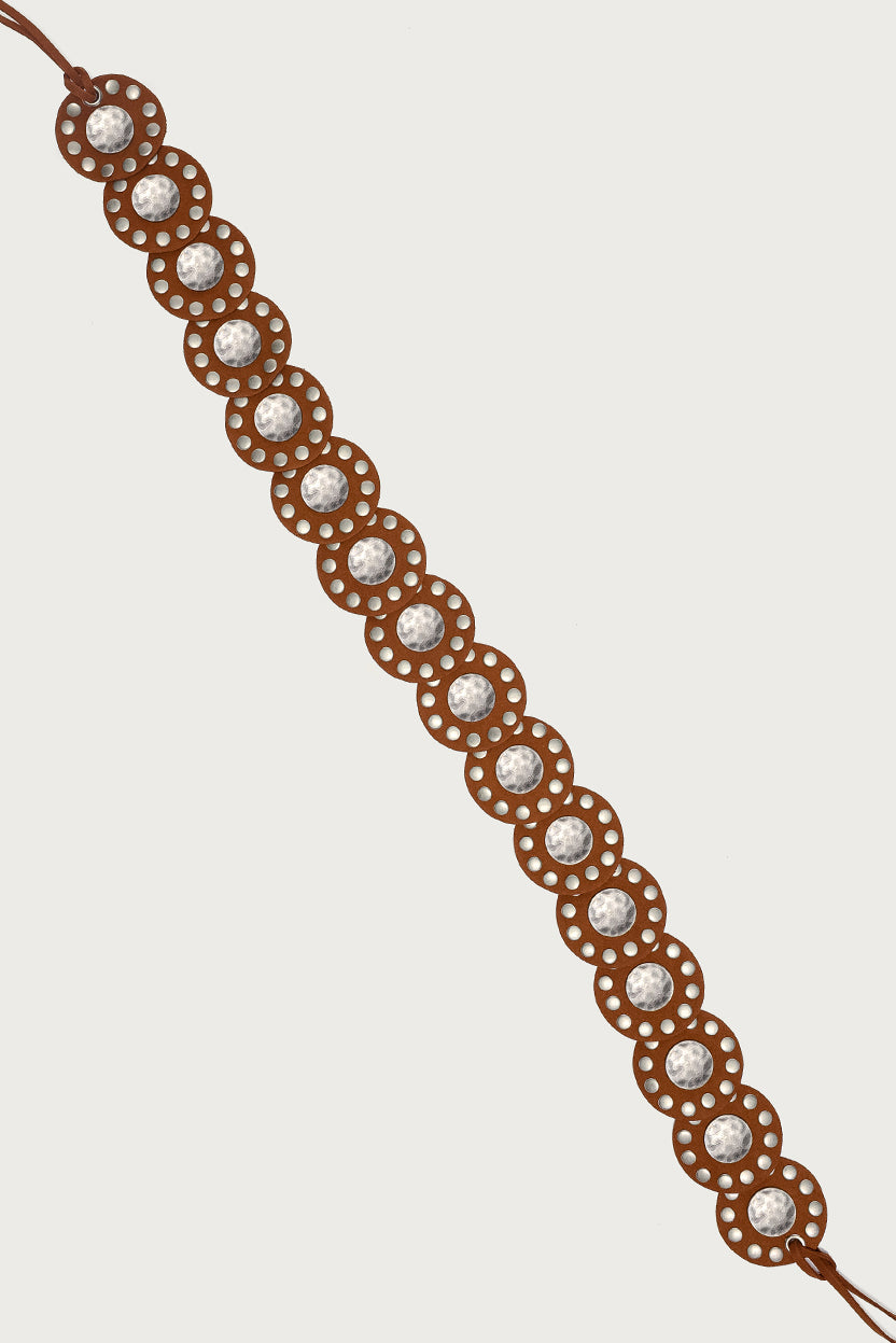 Faux Suede Studded Disc Belt