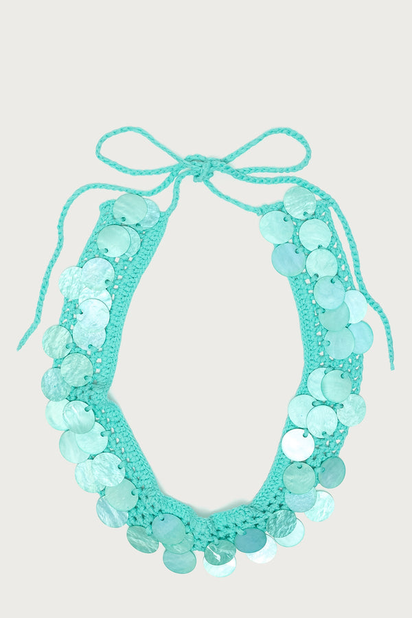Iridescent Disk Crochet Tie Belt