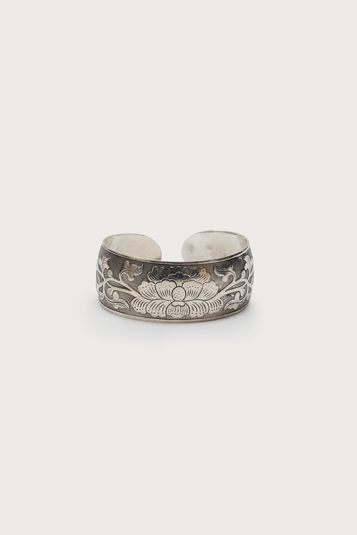 Engraved Floral Bangle Bracelet