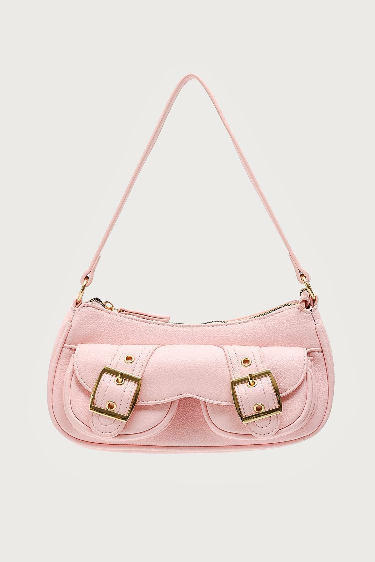 Zinnia Faux Leather Buckle Bag
