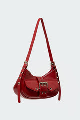 Washed Faux Leather Buckle Bag