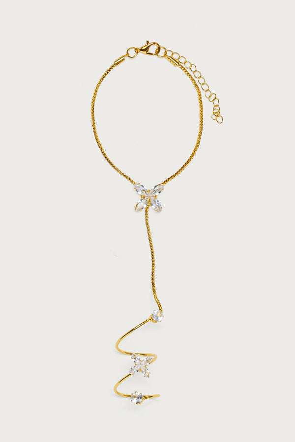 Spiral Ring Gem Hand Chain