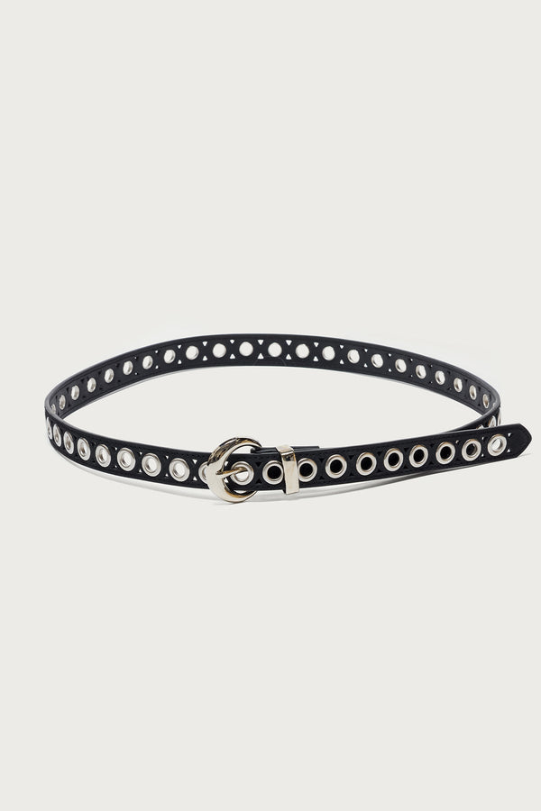 Grommet Faux Leather Belt