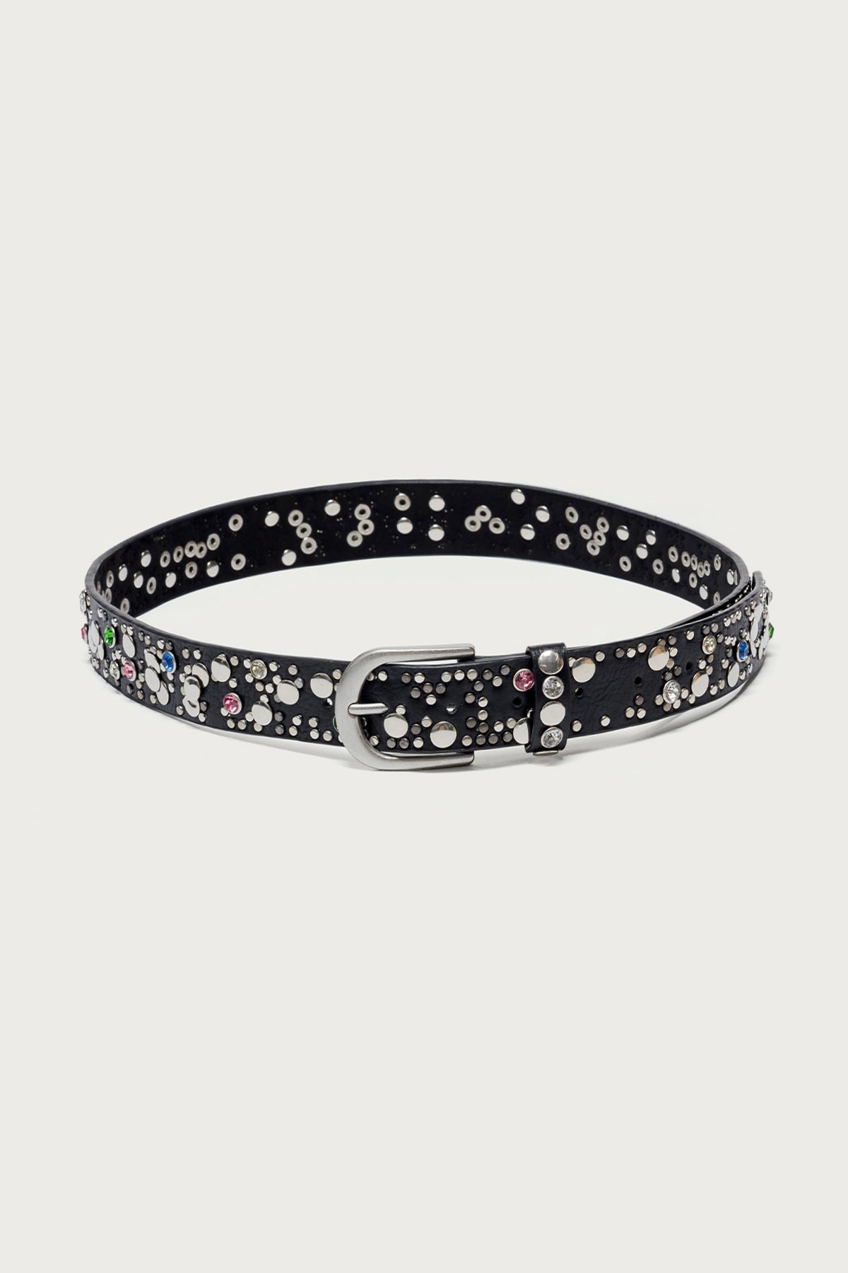 Rhinestone Studded Faux Leather Belt