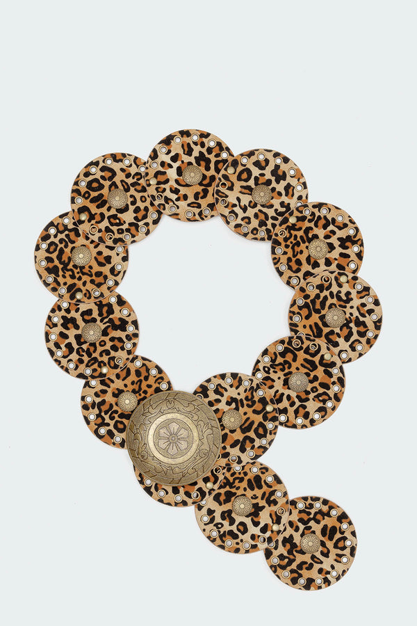 Leopard Faux Leather Western Disc Belt