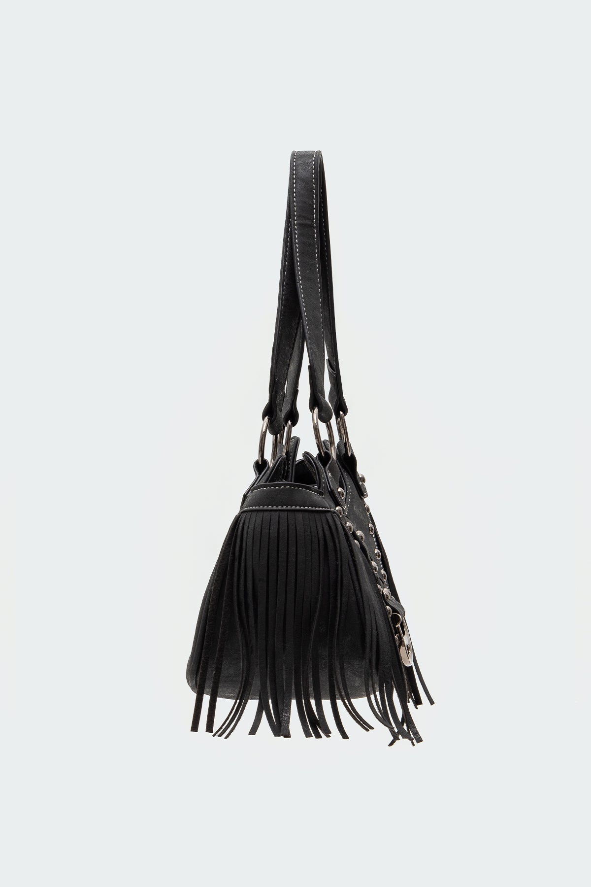 Shterna Fringed Faux Leather Sueded Bag