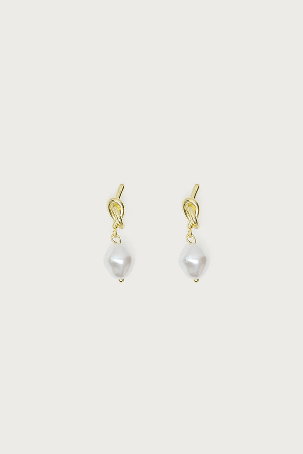 Knotted Pearl Charm Earrings