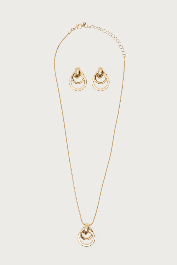 Paired Hoops Necklace & Earrings Set