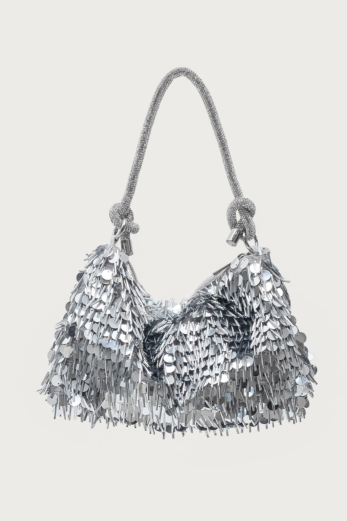Knotted Rhinestone Stud & Sequin Bag