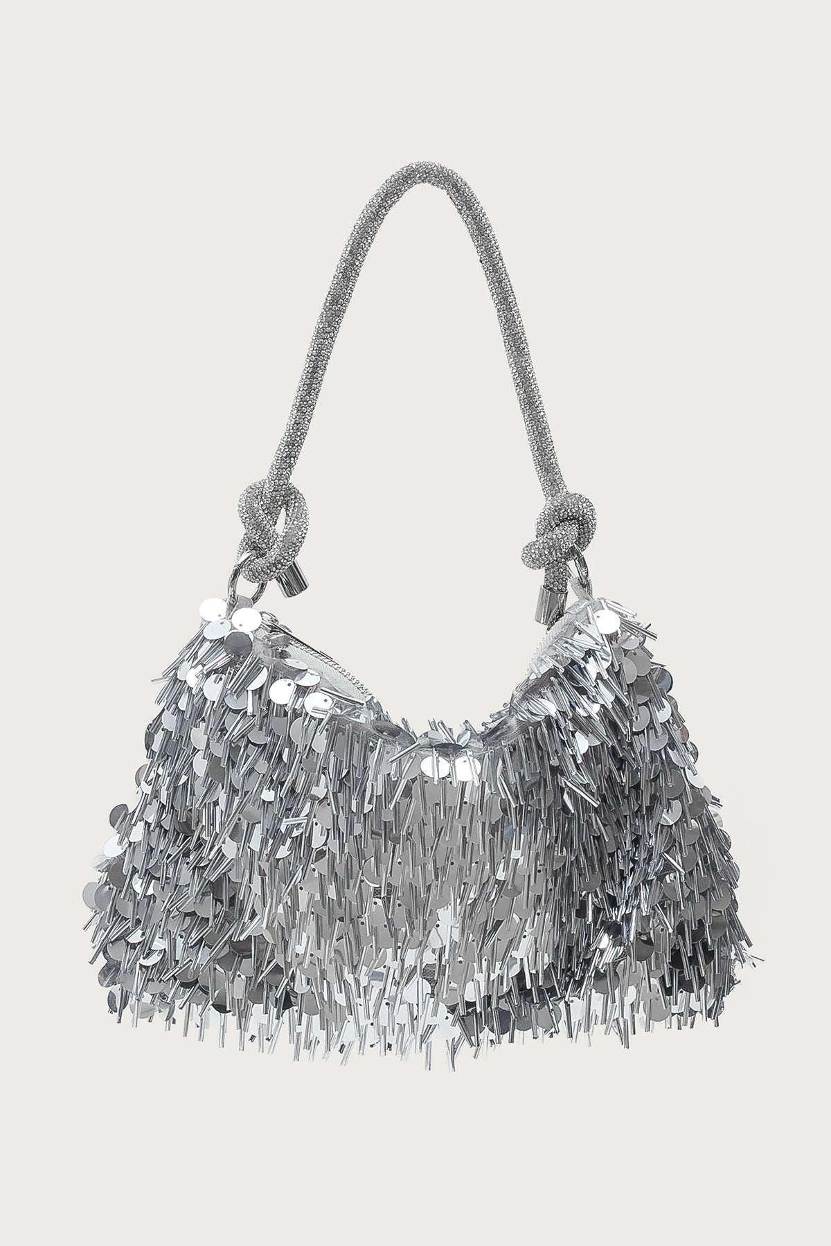 Knotted Rhinestone Stud & Sequin Bag