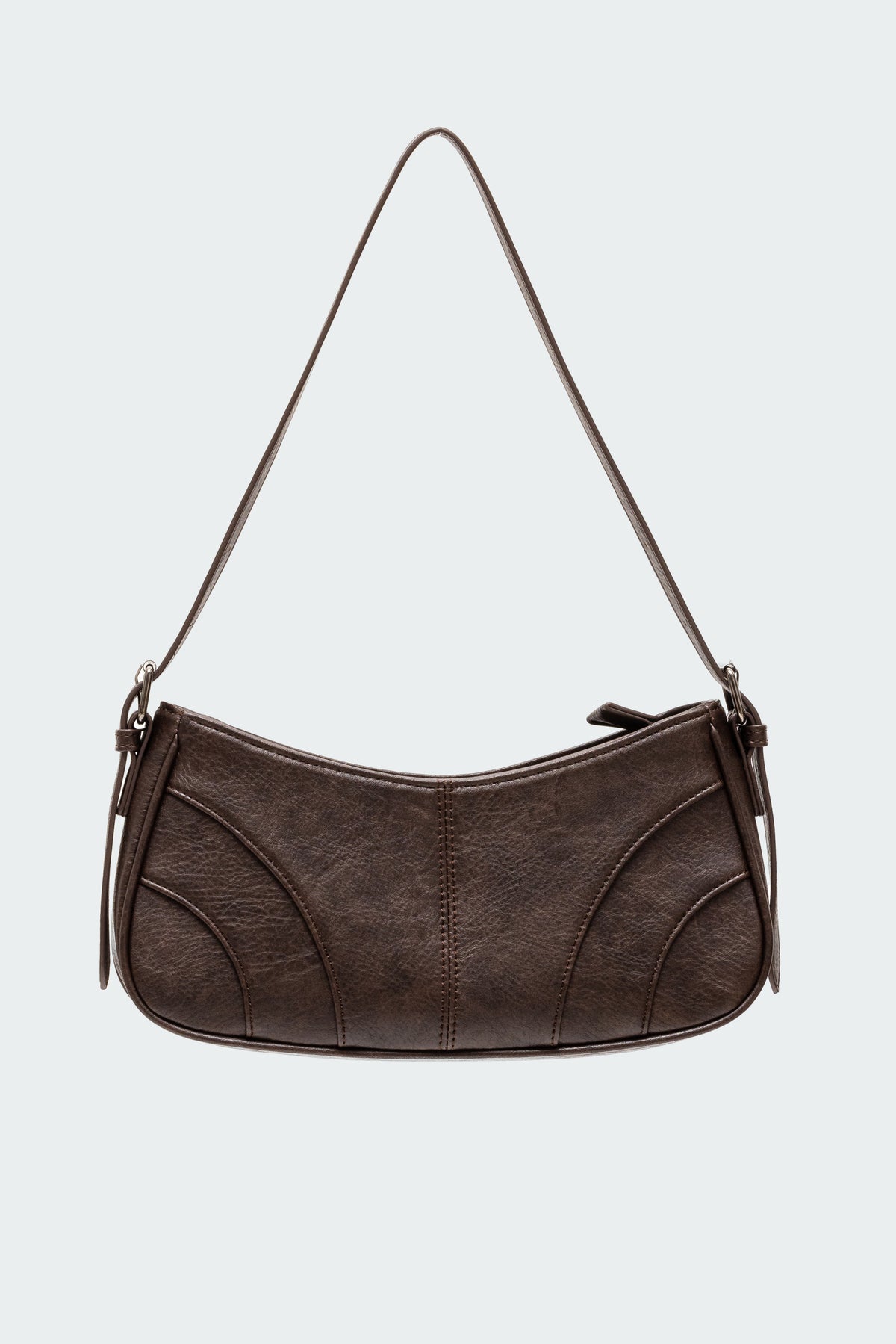 Curved Stitch Faux Leather Bag