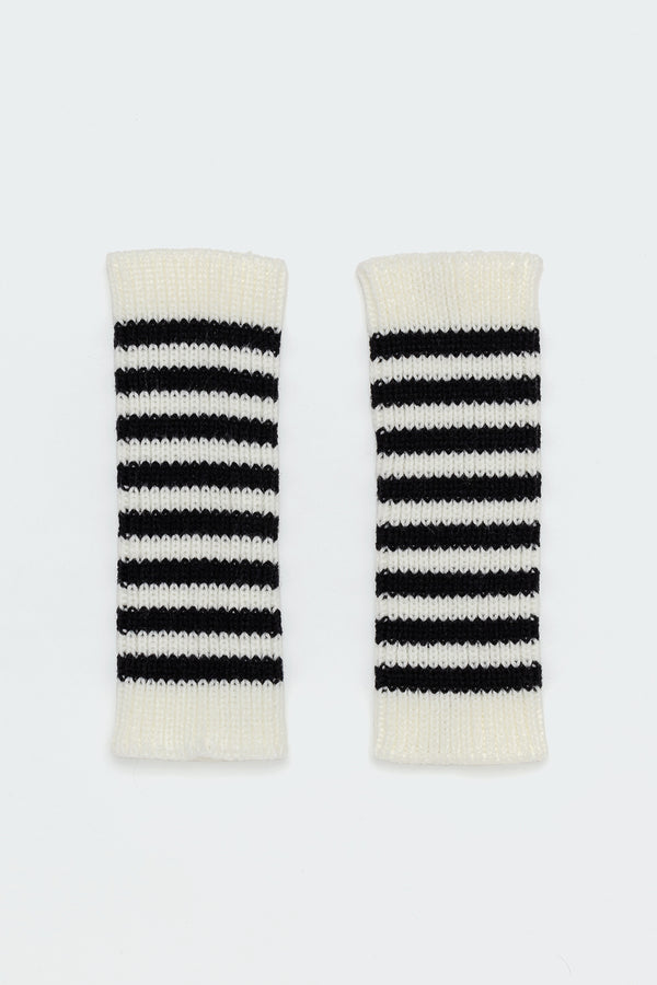 Striped Knitted Fingerless Gloves