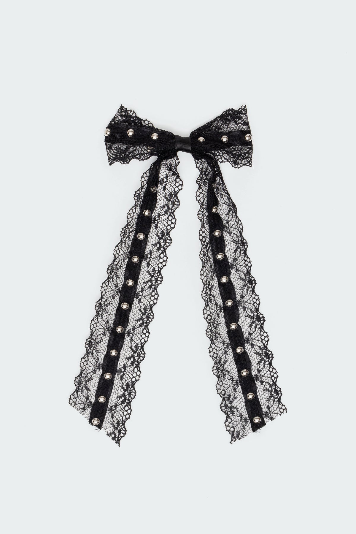 Studded Lace Bow Hair Clip