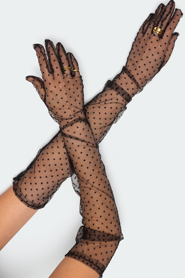 Polka Dot Sheer Mesh Gloves