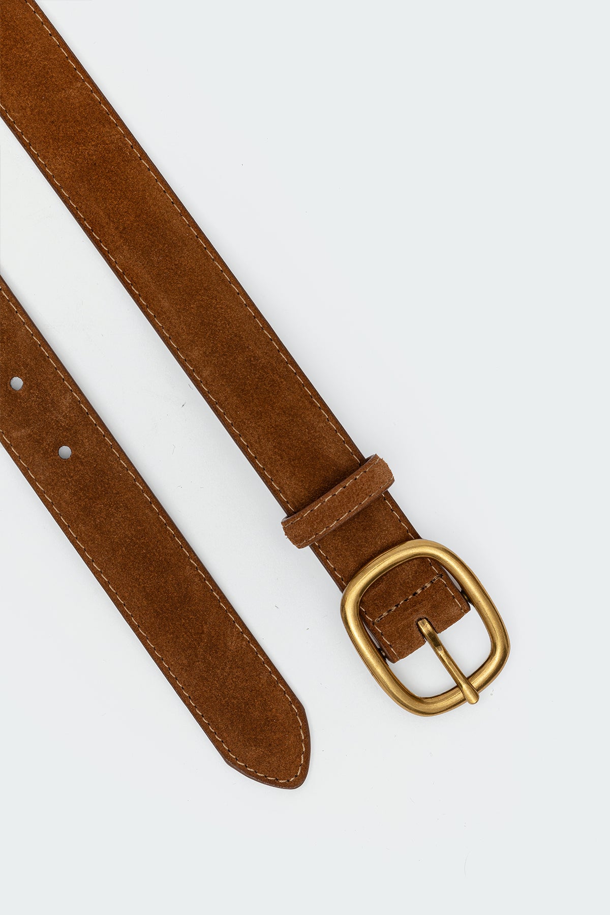 Oval Buckle Faux Suede Belt