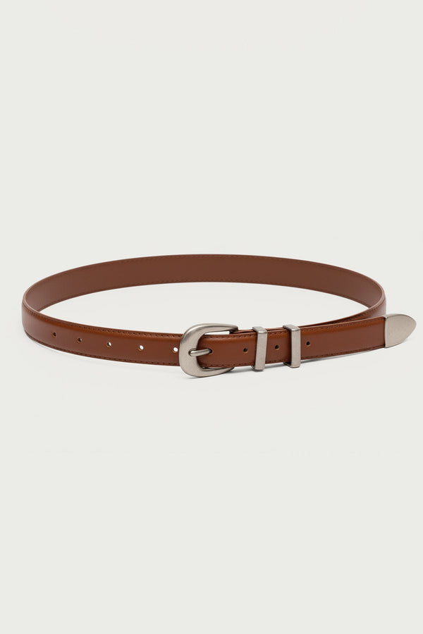Basic Buckle Faux Leather Belt