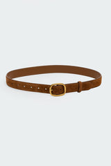 Oval Buckle Faux Suede Belt