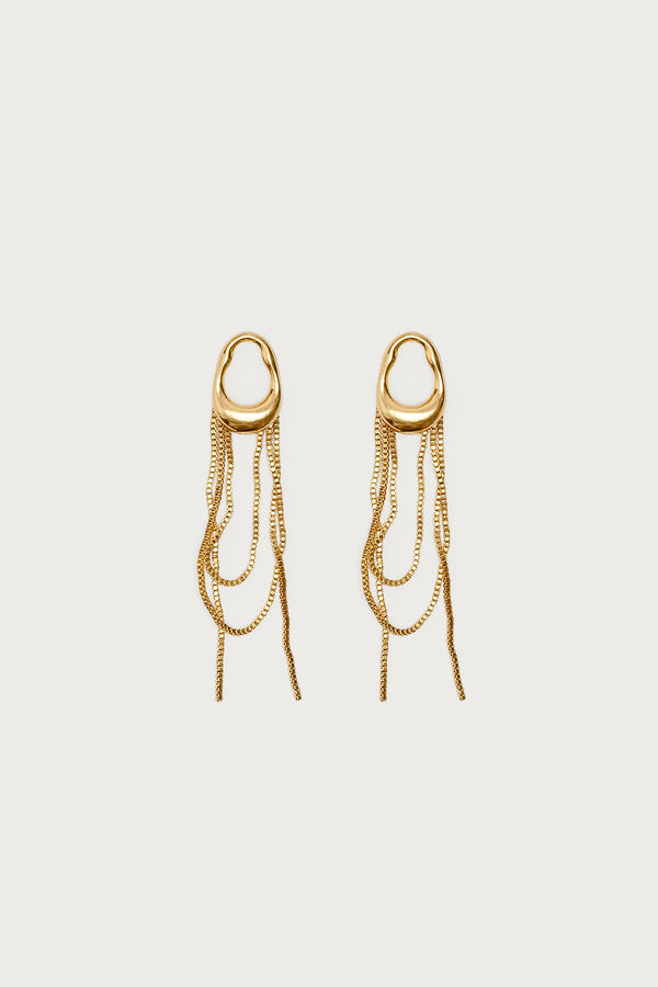 Abstract Dangling Chain Stud Earrings