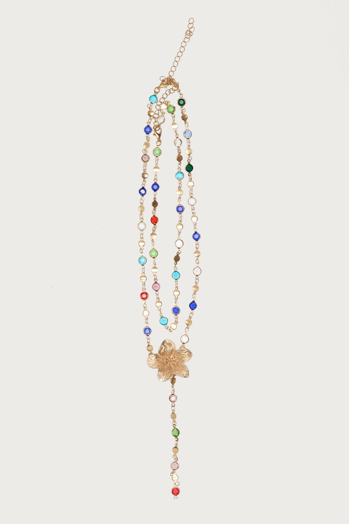 Flower Cascading Gemstone Necklace Set