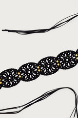 Studded Faux Suede Tie Belt