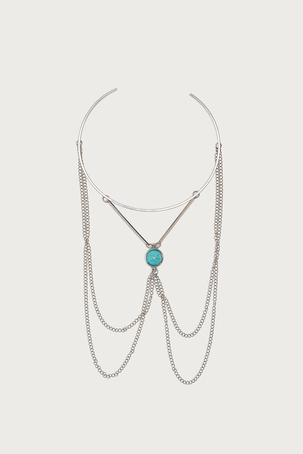 Drop Chain Gemstone Arm Cuff