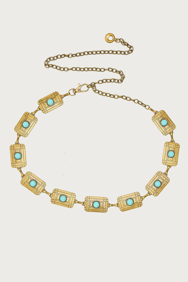 Vintage Stone Pendant Chain Belt