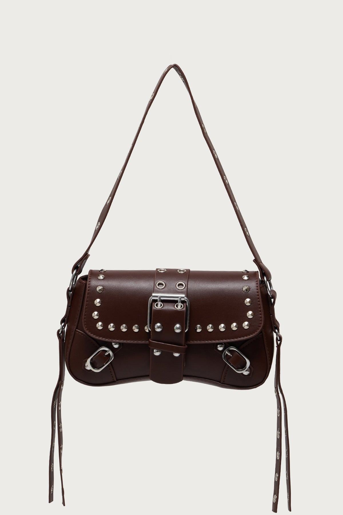 Stud & Buckle Faux Leather Bag