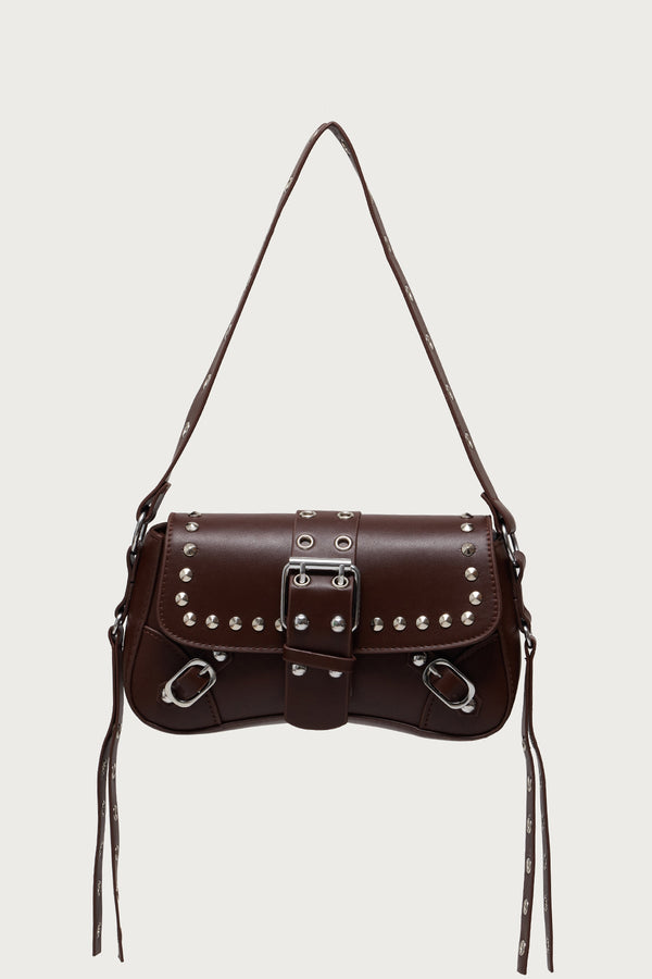 Stud & Buckle Faux Leather Bag