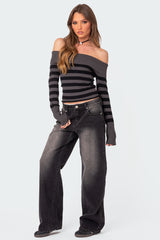 Melody Fold Over Striped Sweater