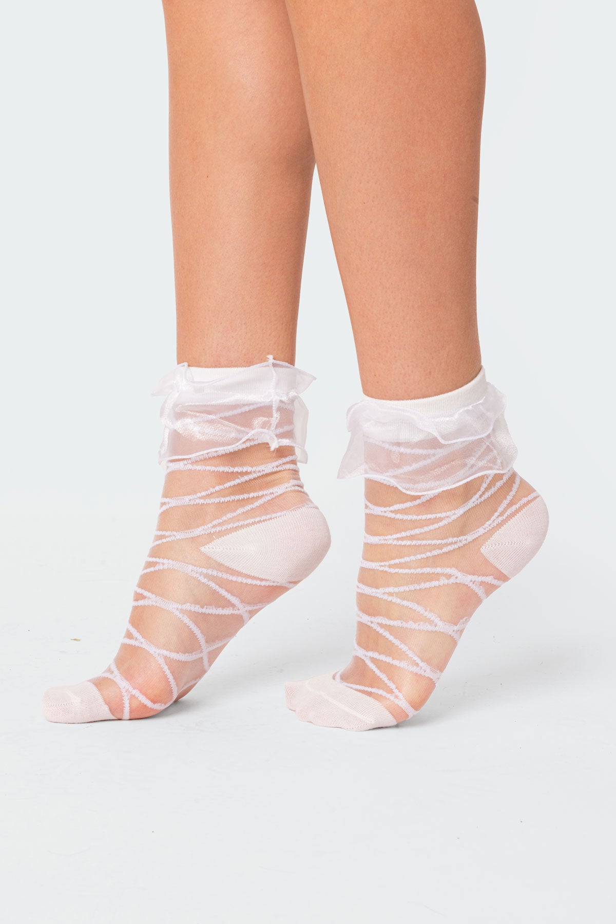 Ruffle Sheer Mesh Socks