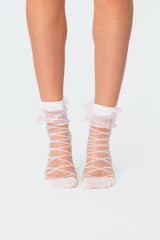 Ruffle Sheer Mesh Socks