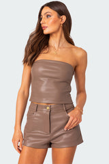 Martine Faux Leather Tube Top