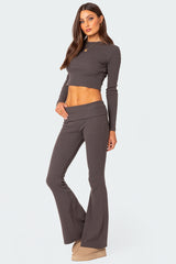 Coffee Break Ribbed Flare Leggings