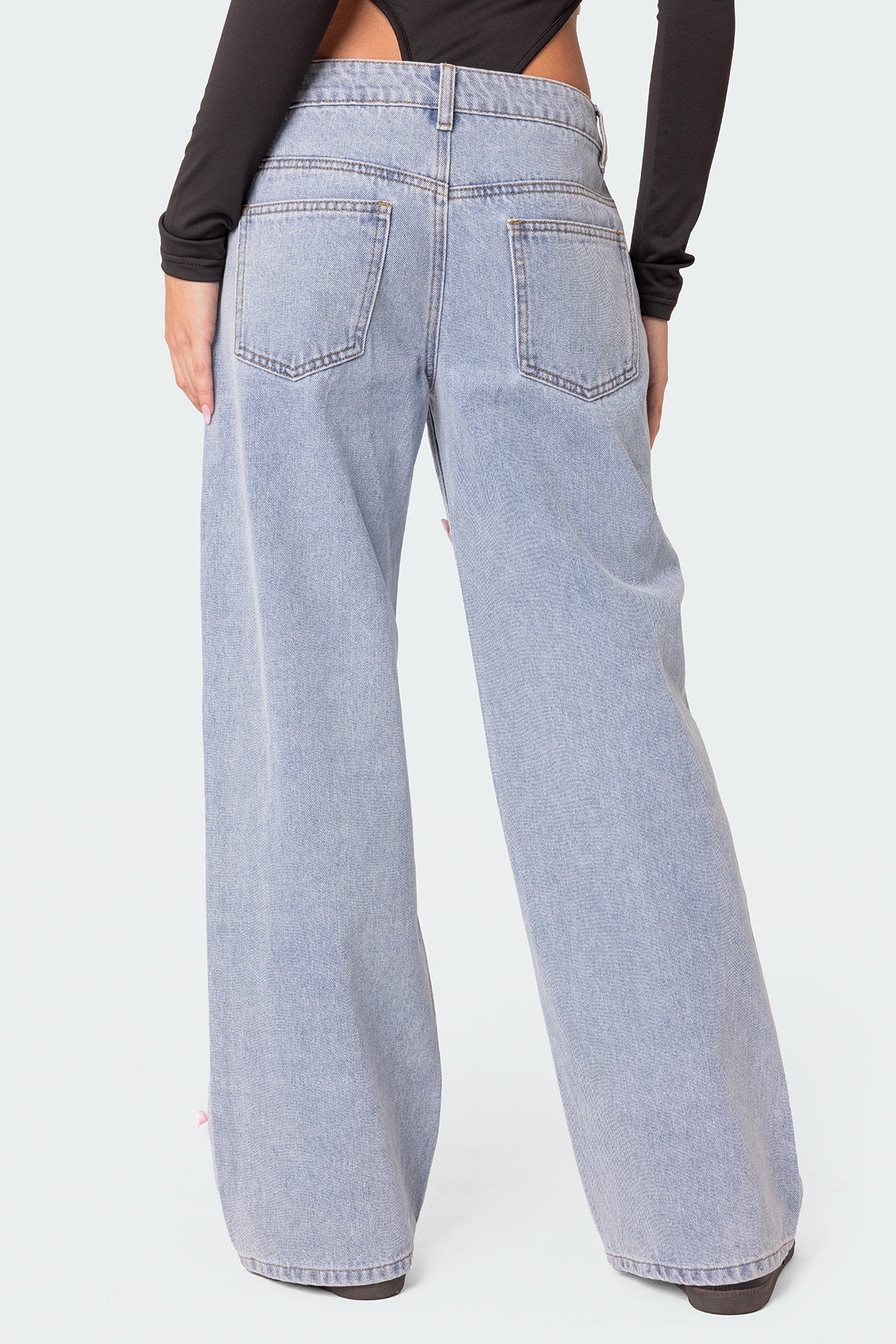 Lucille Low Rise Satin Bow Jeans