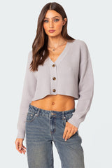 Oversized Waffle Knit Cropped Cardigan