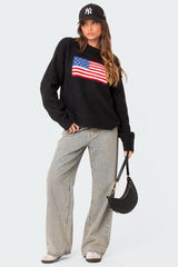 Usa Oversized Chunky Knit Sweater