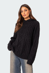 Oversized Cable Knit Hoodie