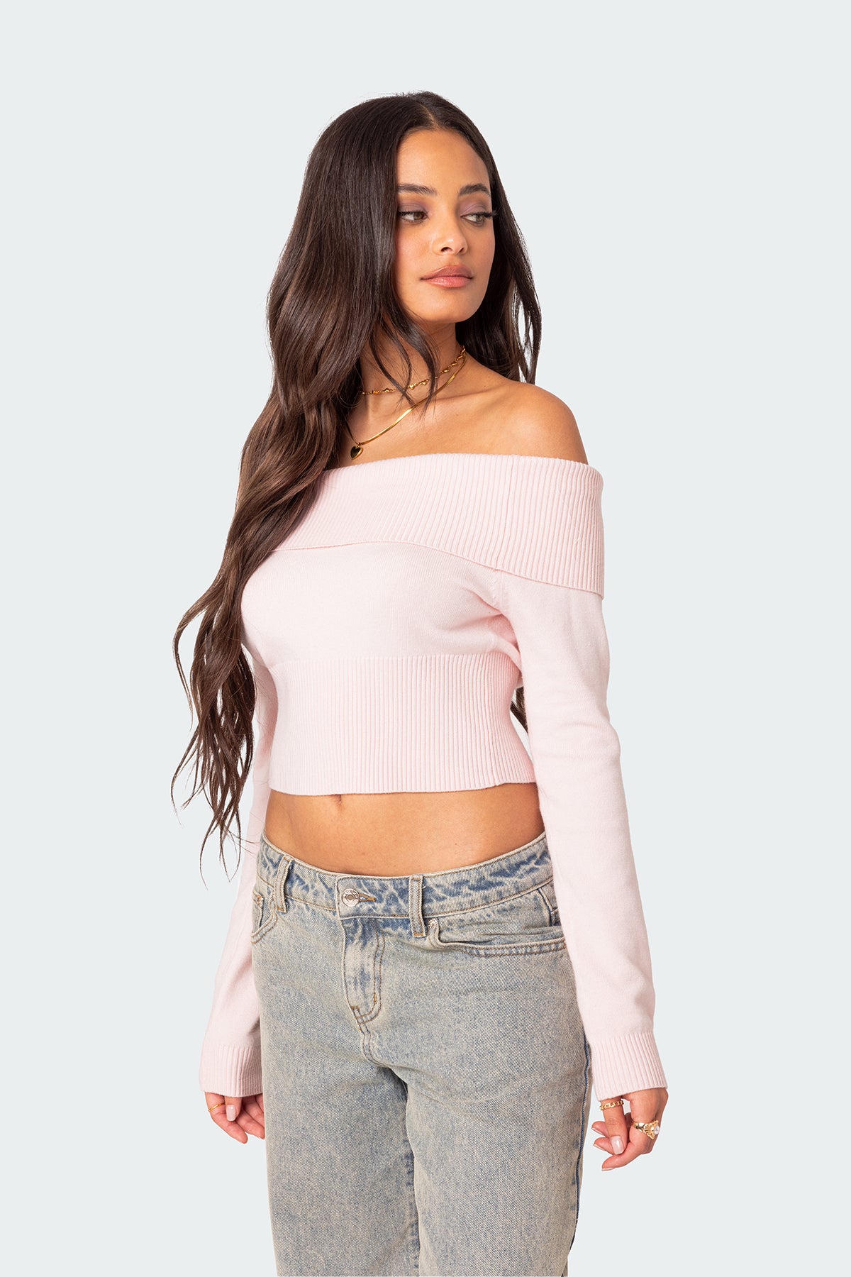 Minnie Cropped Fold Over Knit Top