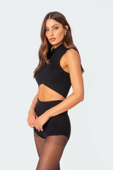 Marcus High Neck Knit Crop Top