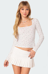 Aviana Printed Pointelle Top