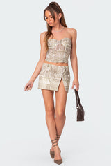 Lionne Printed Slit Mini Skirt