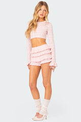 Delana Embroidered Knit Crop Top