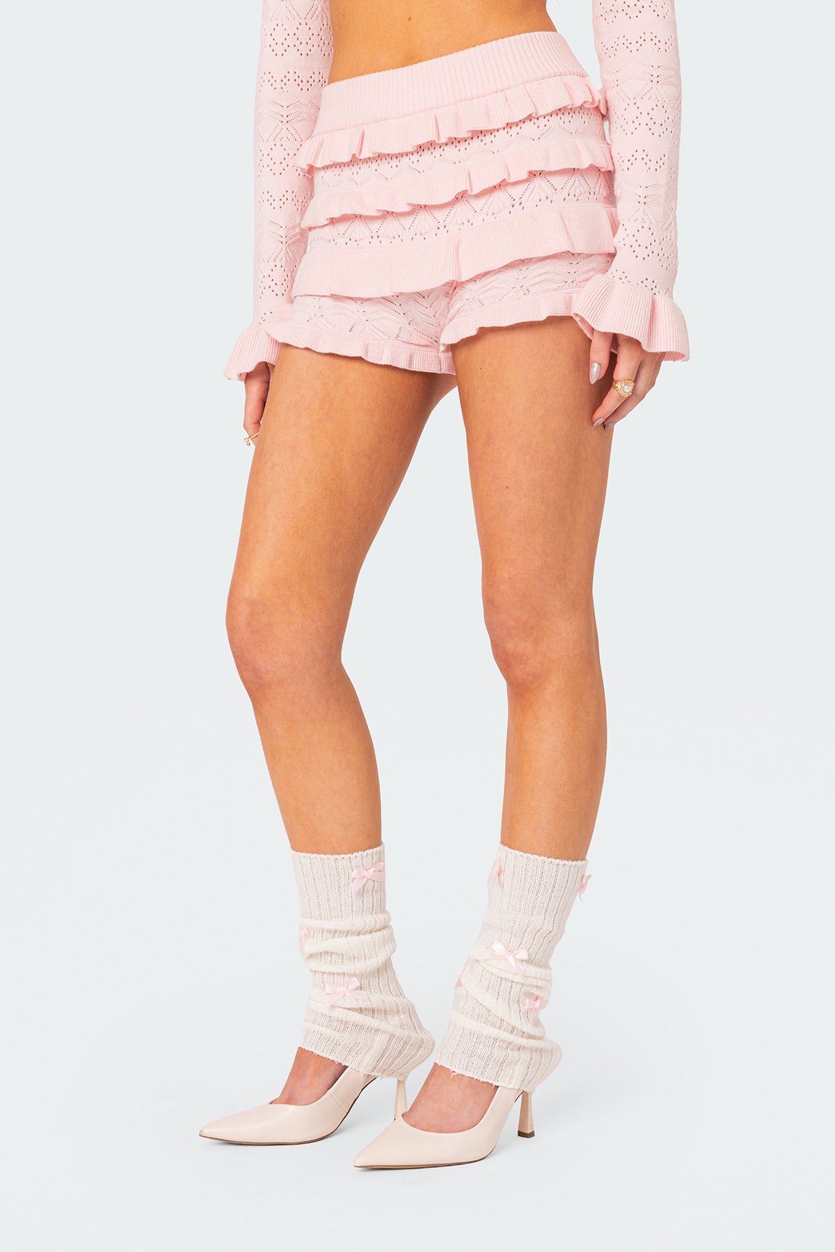 Lindsay Ruffle Knitted Shorts