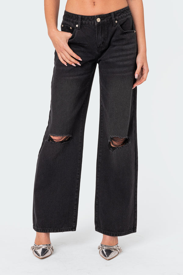 Debbie Distressed Low Rise Jeans